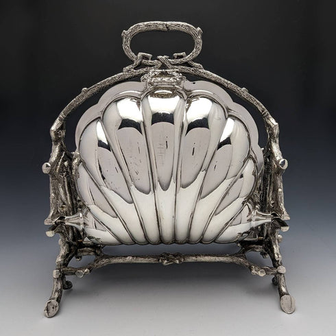 英國古董銀盤貝殼式餅乾保溫器 Walker and Hall